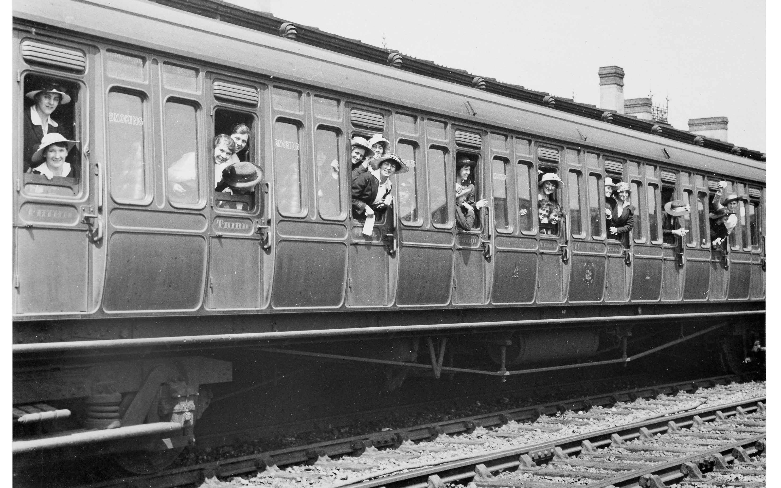 Womens Auxiliary Corps leaving Cardiff by train